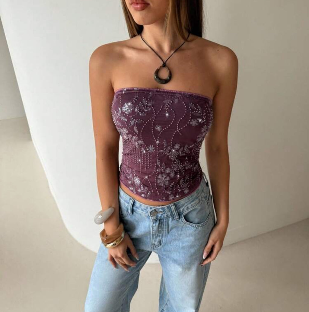 Strapless bordado Uva