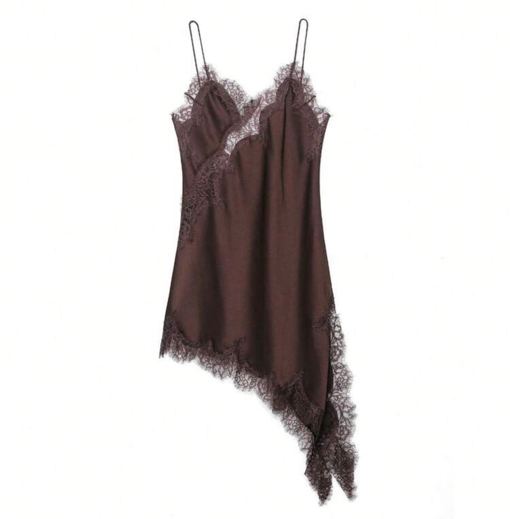 Vestido lencero clásico chocolate