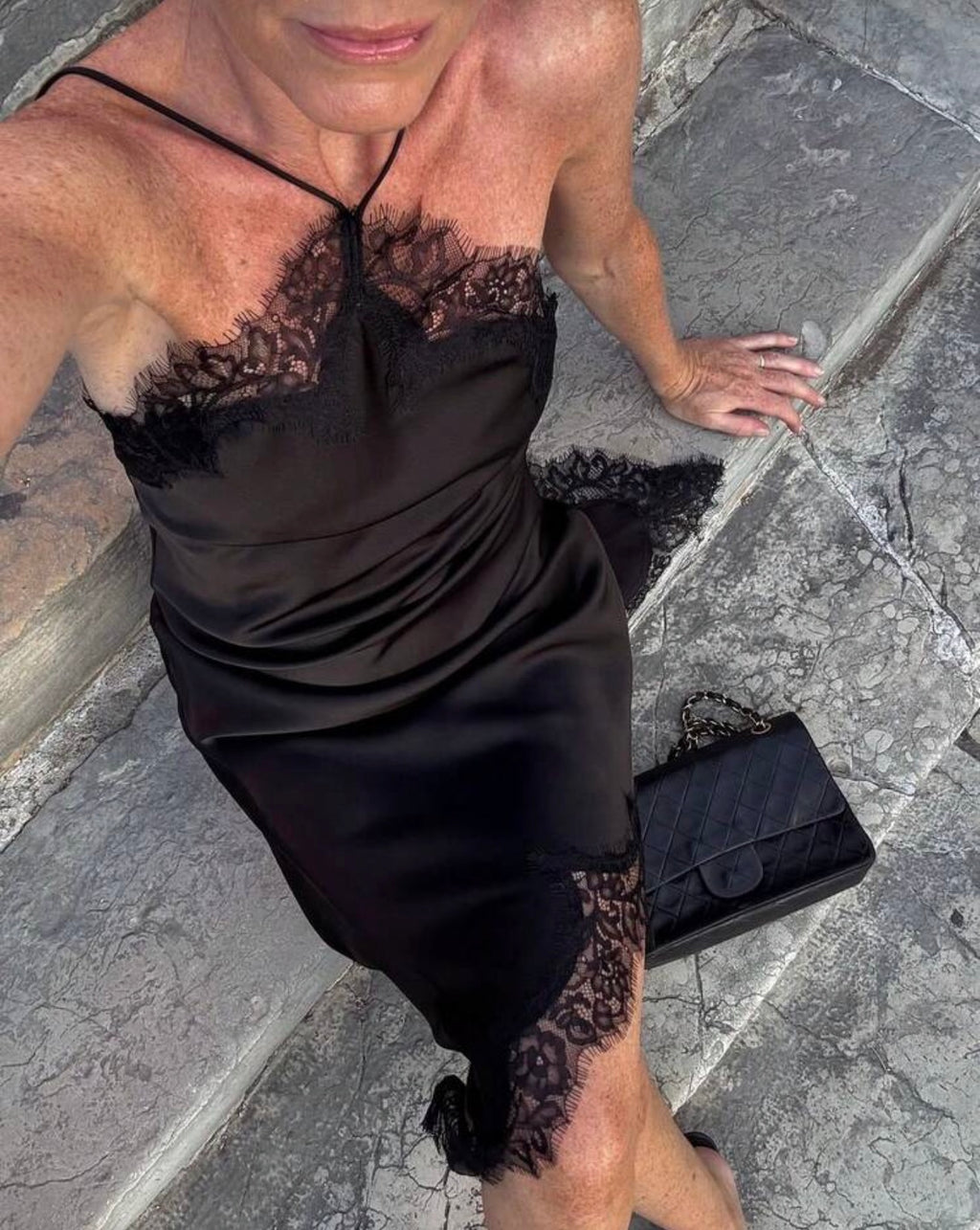 Vestido lencero rombo | negro