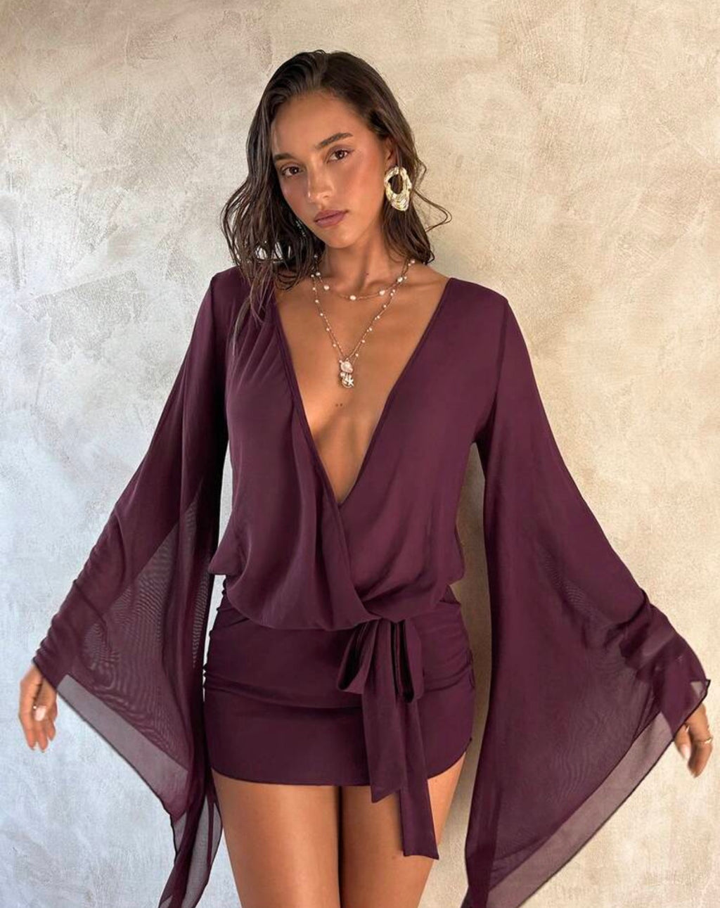 Vestido Wine gasa